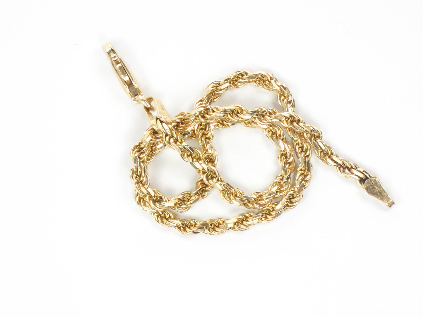 Vintage Solid 14k Yellow Gold Diamond Cut Rope Bracelet 8"