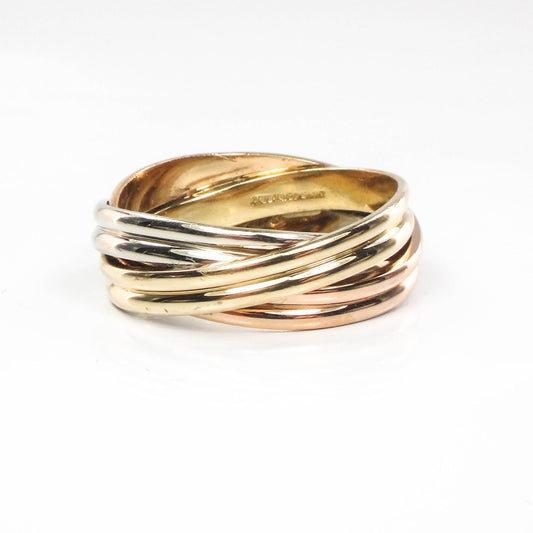 Vintage ArtCarved Wood 14k Tri-Color Wedding Band - 8 mm, Size 12.25 - Unisex