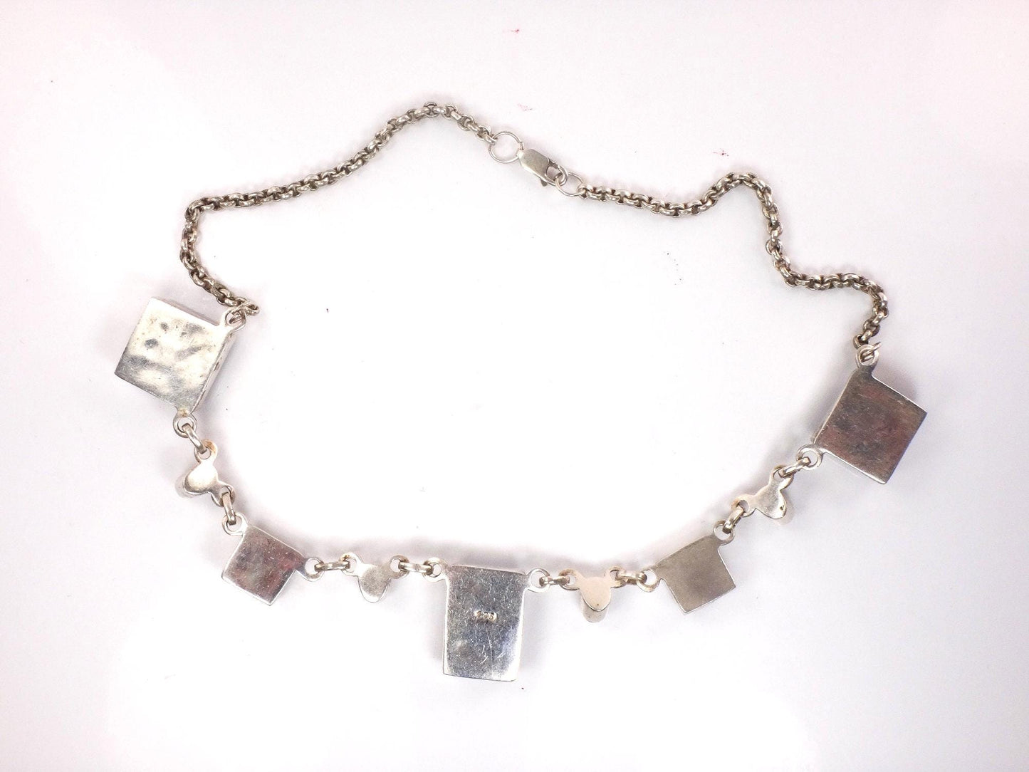 Vintage Sterling Silver Sodalite Lapis Necklace: Chunky Quartz Moonstone