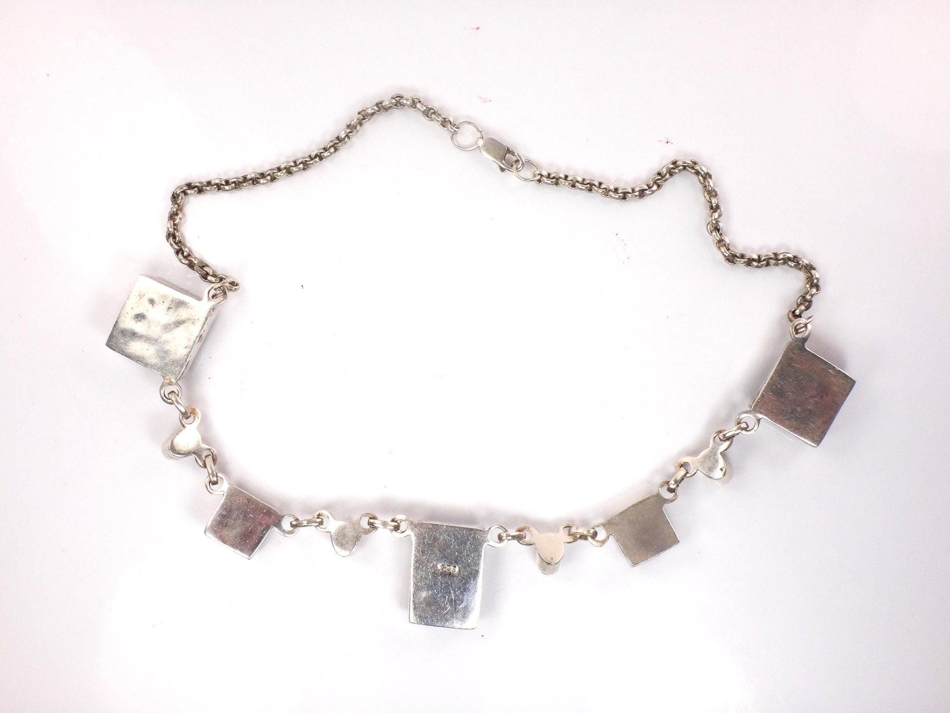 Vintage Sterling Silver Sodalite Lapis Necklace: Chunky Quartz Moonstone