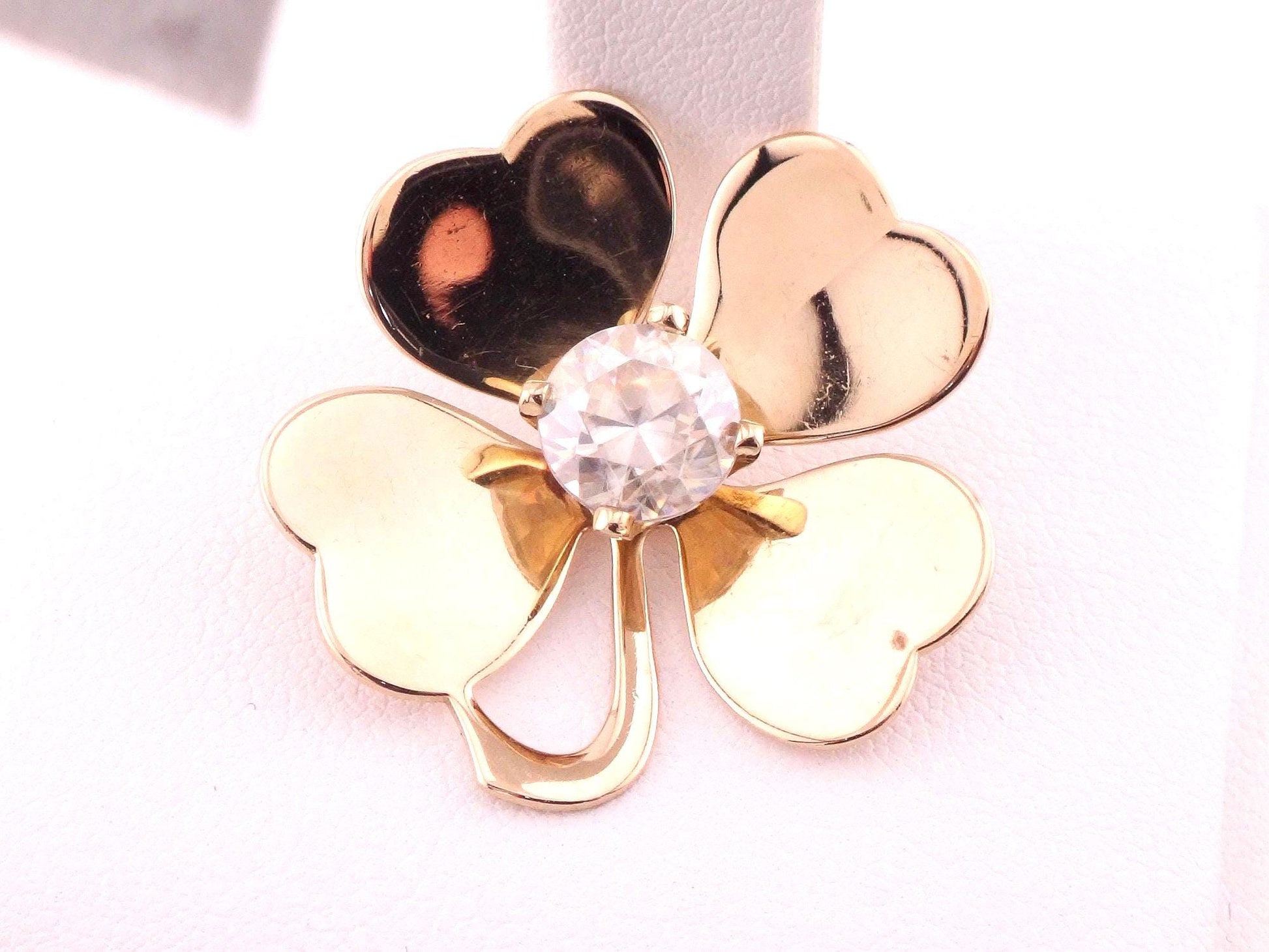Vintage 14k Gold Four Leaf Clover Pin: Good Luck Charm