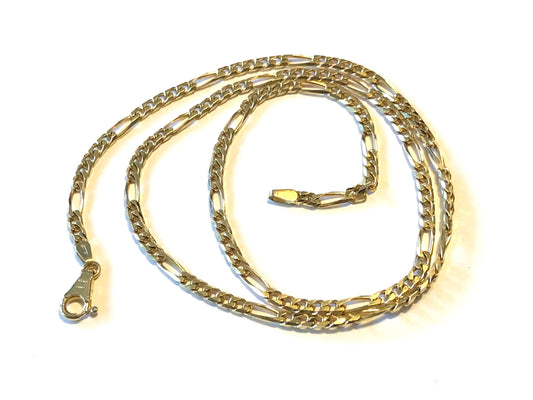 Vintage 18k Yellow Gold Solid Gold Figaro Style Link Chain 20" 3.0 mm Unisex