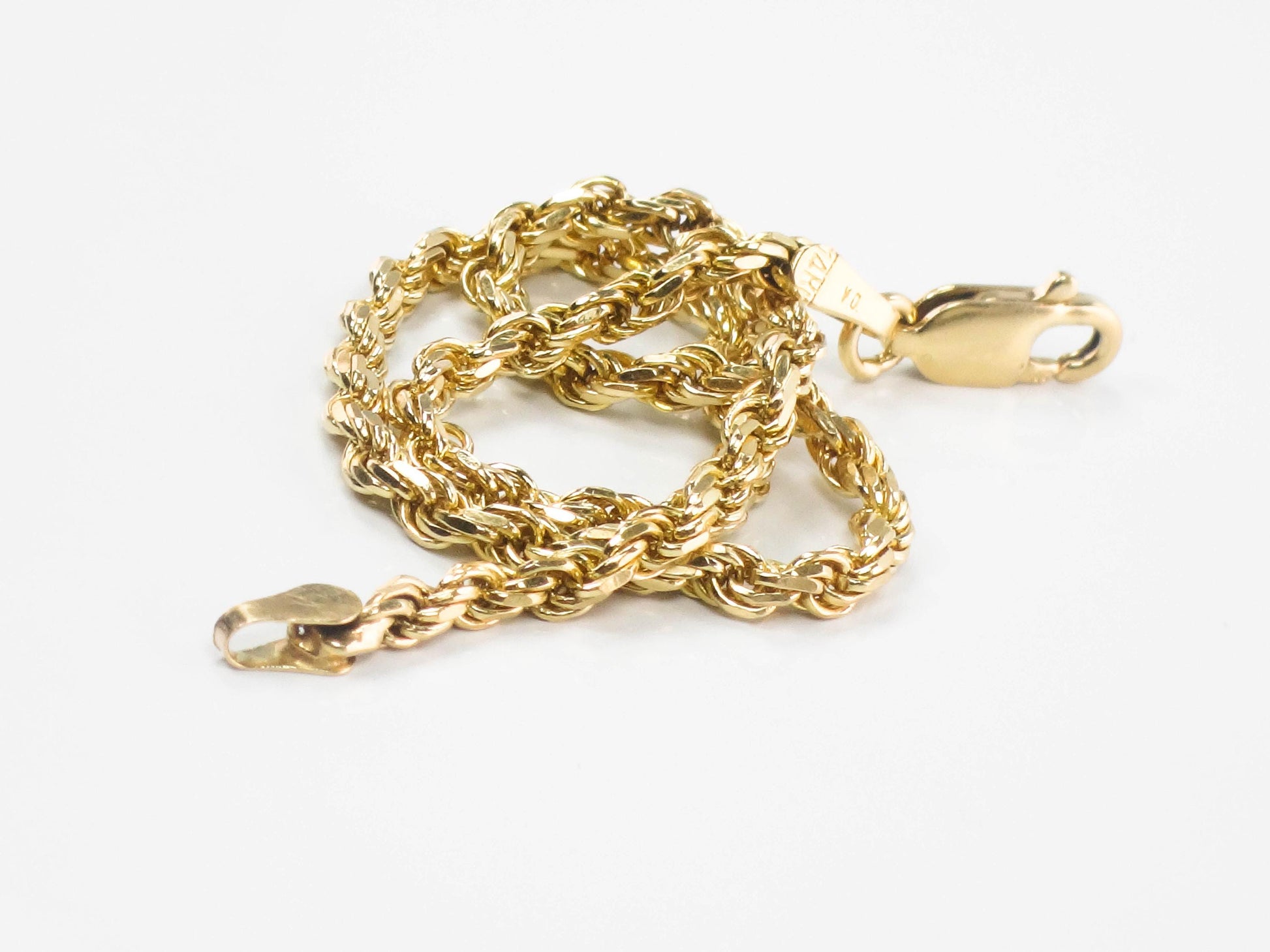 Vintage Solid 14k Yellow Gold Diamond Cut Rope Bracelet 8"