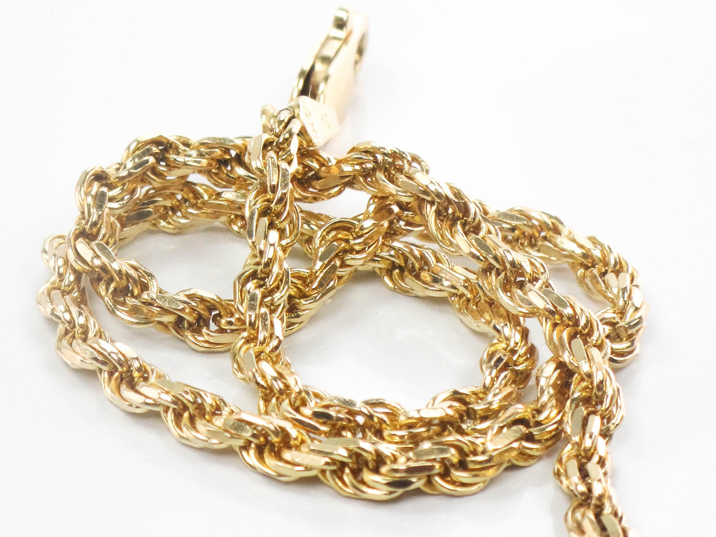 Vintage Solid 14k Yellow Gold Diamond Cut Rope Bracelet 8"