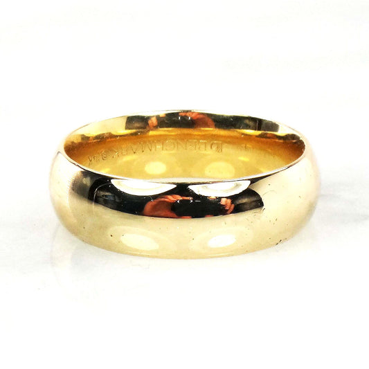 Solid 14k Yellow Gold Wedding Band - Vintage 7 mm Wide Plain Wedding Ring with Comfort Fit - Size 10.5 - Men's Unisex