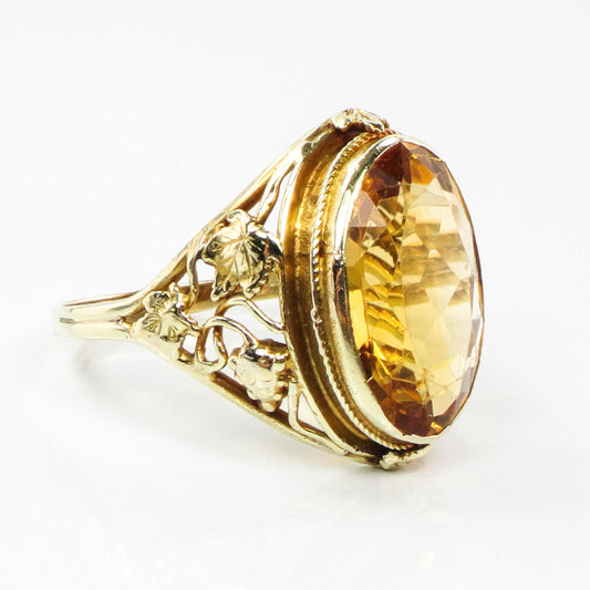 Art Deco 14k Gold Citrine Ring