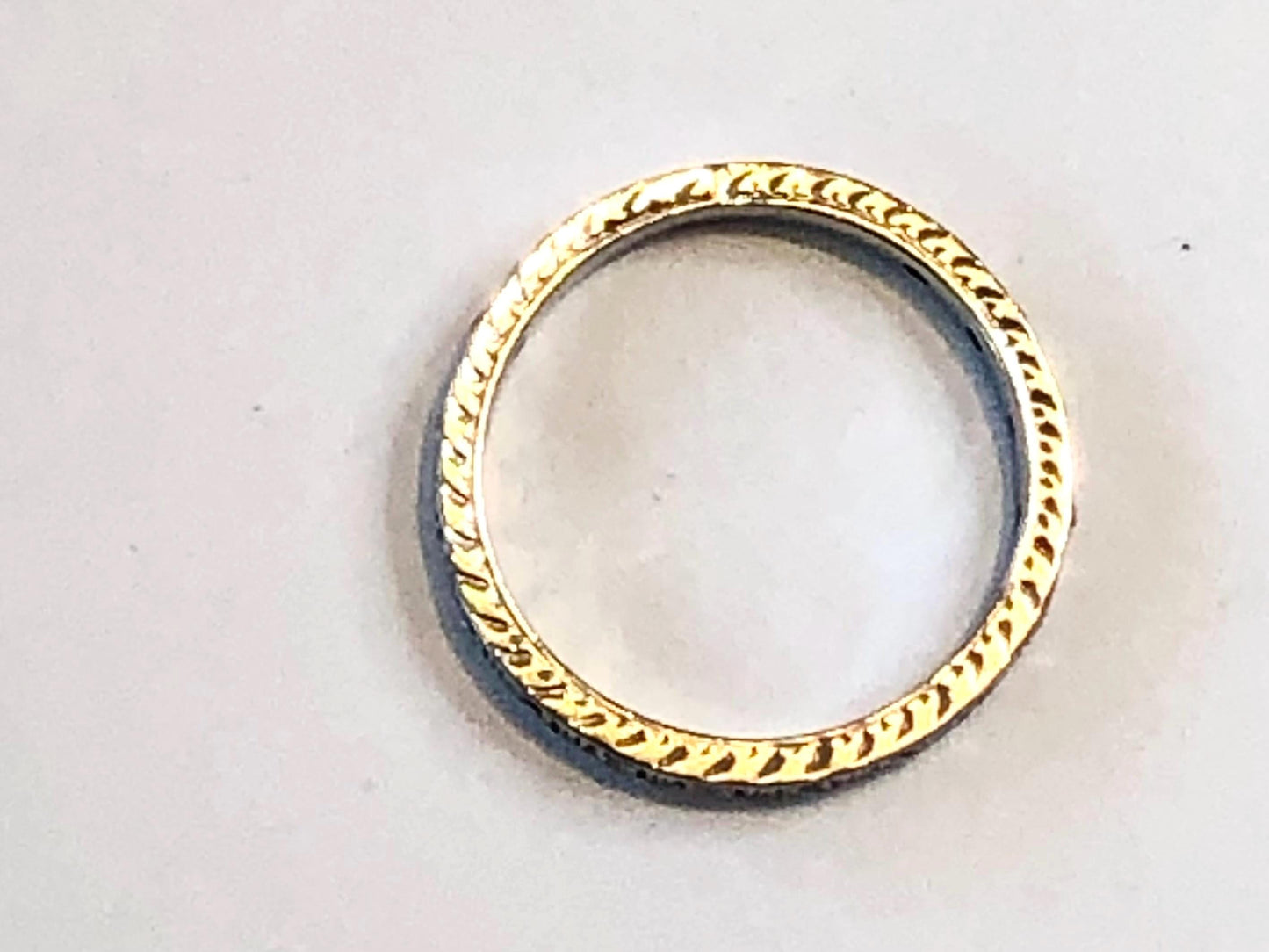 Art Deco Diamond Eternity Band - Platinum Engraved Wedding Ring, 1930s Size 5.25