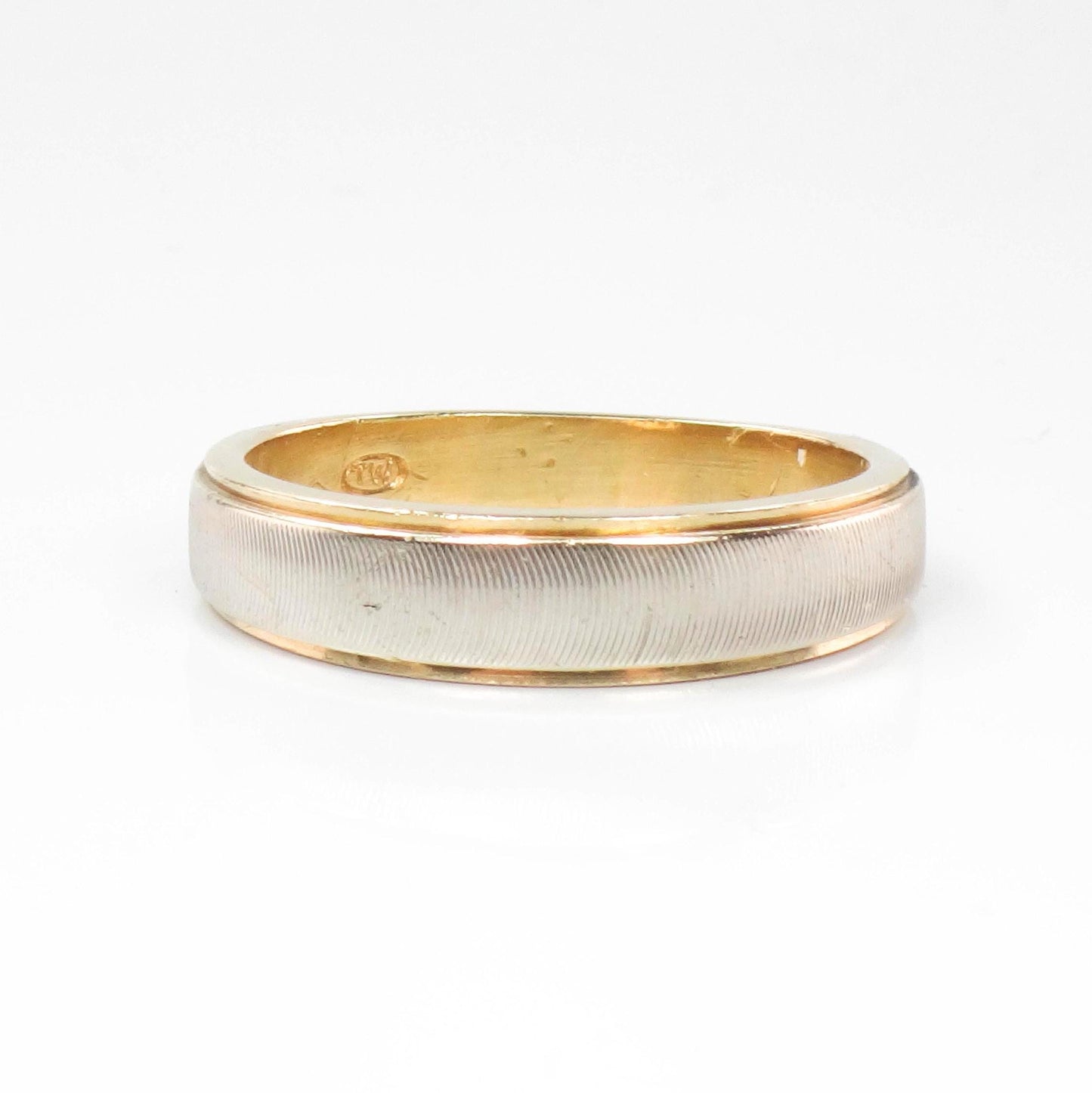 Vintage 14k Two-Tone Gold Wedding Band Ring - 1970s Size 8.75