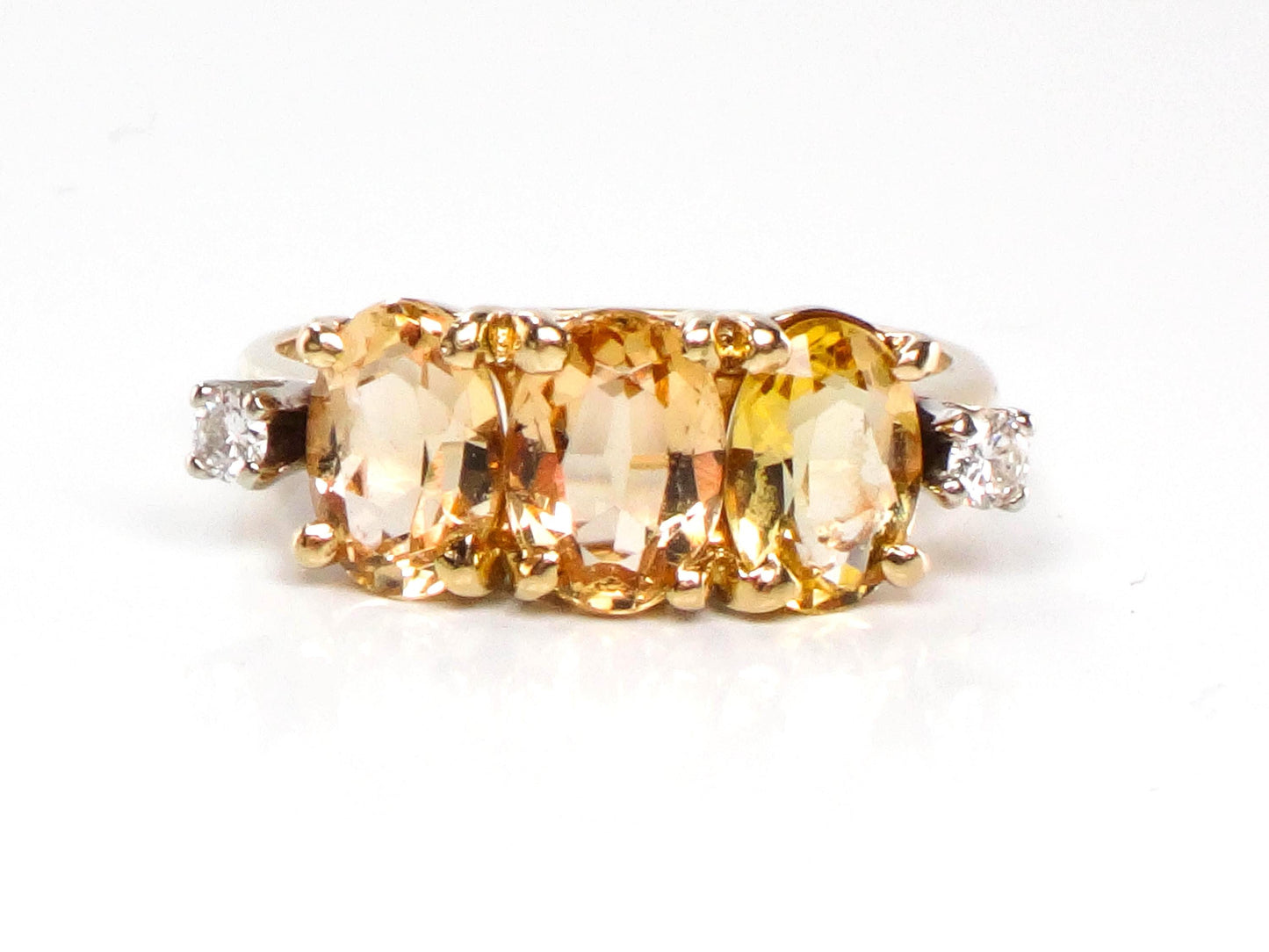Vintage 14k Gold Golden Topaz Diamond Ring - November Birthstone, Size 6