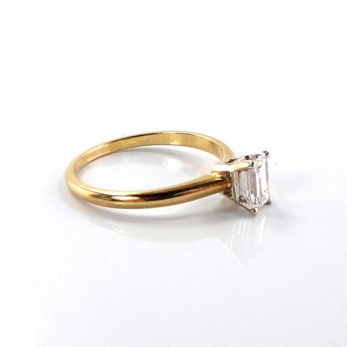 Emerald Cut Engagement Ring - Vintage Natural Diamond .55 Carats - 14k Yellow Gold Solitaire Genuine Gemstone - Fine Jewelry Size 6.75