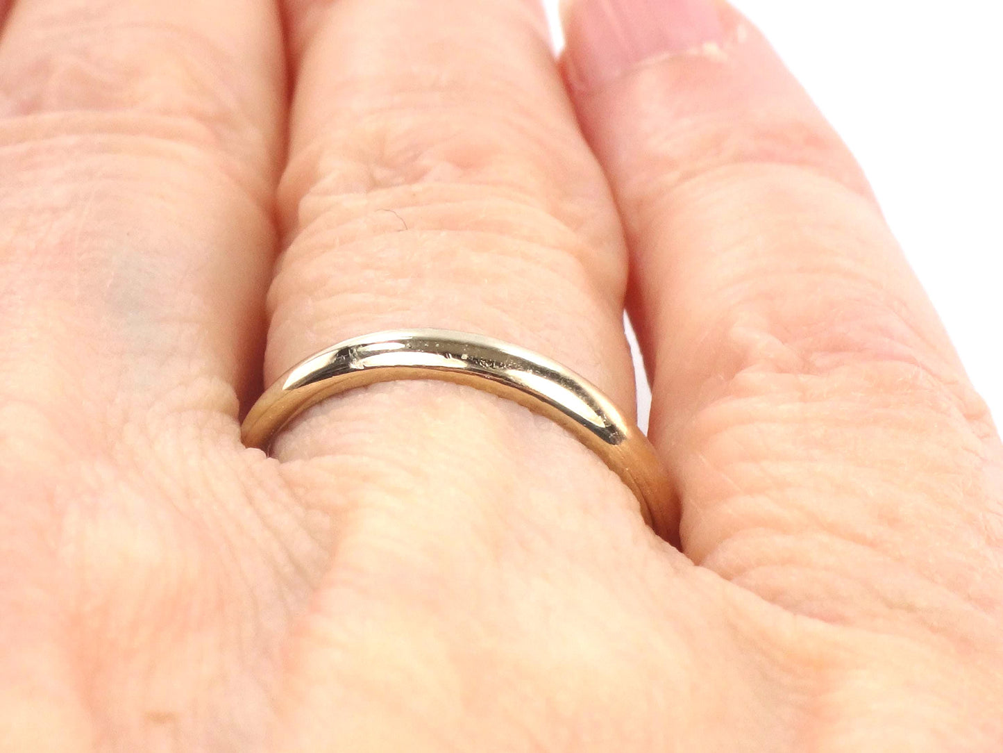 Vintage 14k White Gold Wedding Band - Thin Stacking Ring, 2.8 MM, Size 6