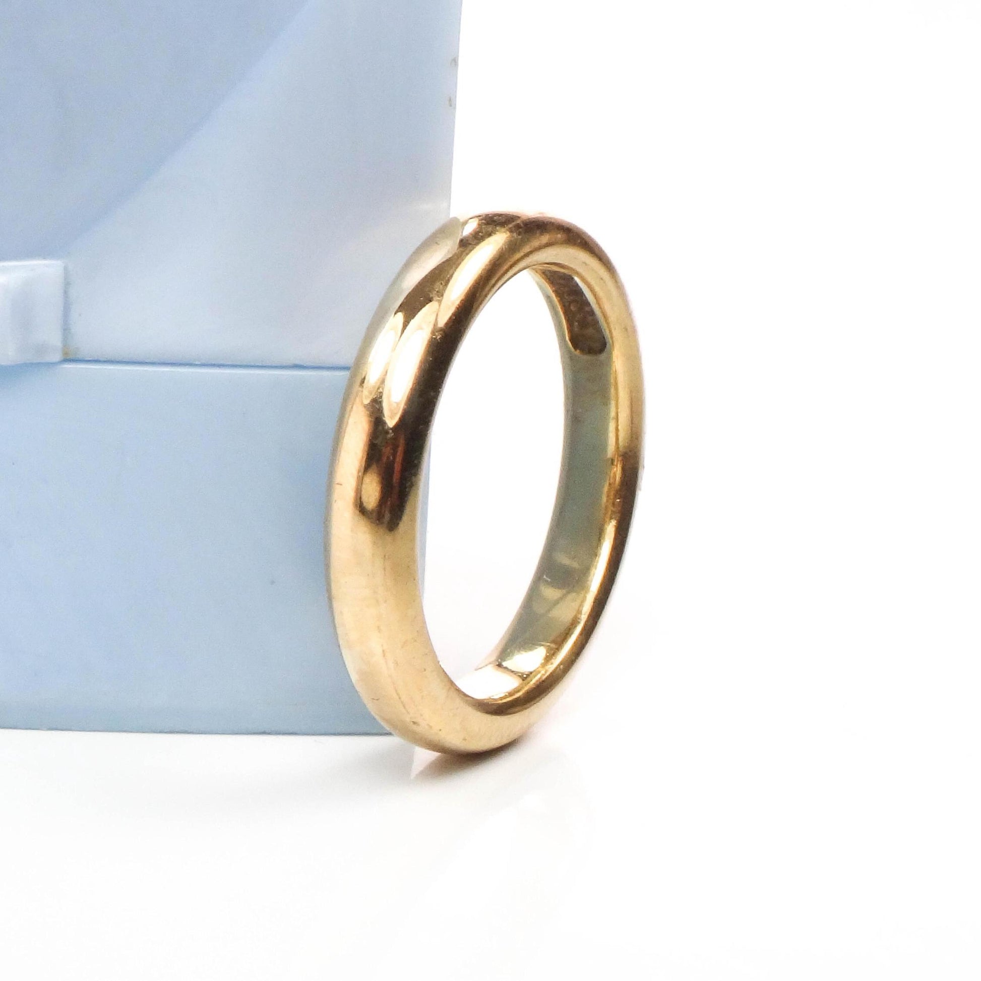 Vintage Solid 18k Yellow Gold Wedding Band, Antique Wedding Band, Plain Rounded Gold Band 3.5 mm Size 6