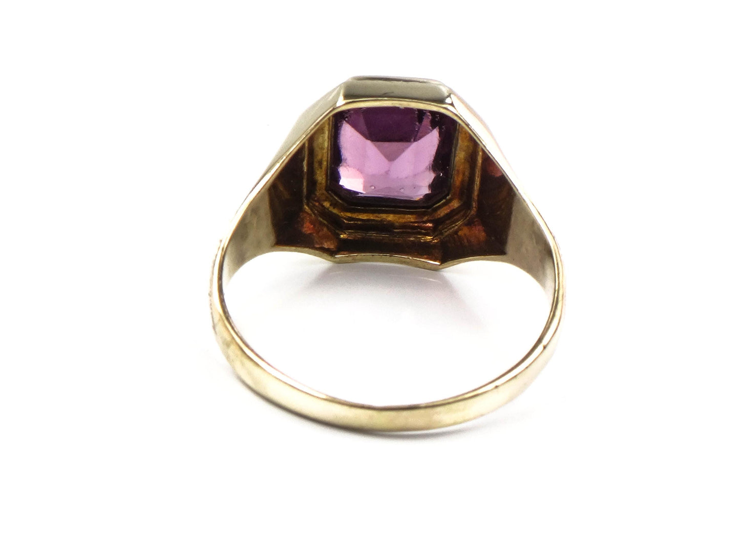 Vintage Art Deco 10k Gold Purple Glass Ring - Ostby Barton Size 8.25