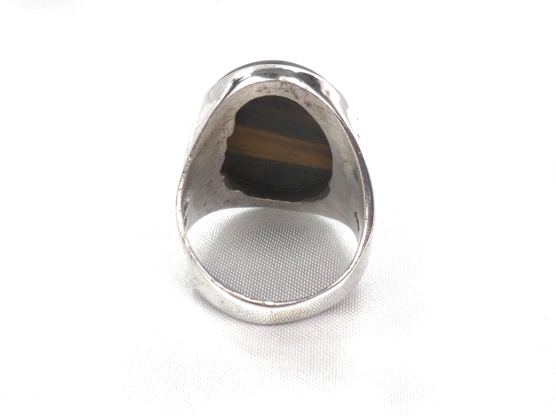 Vintage Men's Tiger's Eye Ring - Sterling Silver Brown Oval Stone - Circa 1970's - Size 9.25
