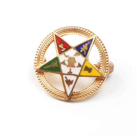 Eastern Star Pin - Small Vintage 10k Gold Enamel Masonic Order of the Eastern Star Fraternal Pin - Circa 1930's