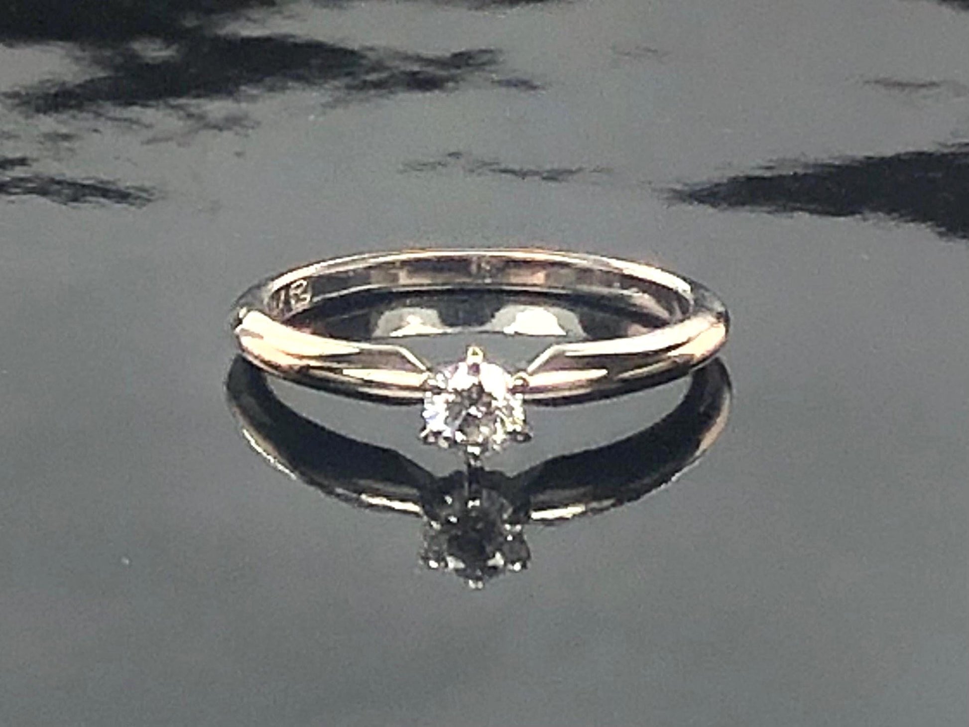 Diamond Engagement Ring - Vintage 14k White Gold Round Natural Gemstone Solitaire - Size 7.5 - Fine Jewelry Circa 1960's
