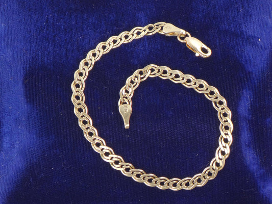 Vintage 14k Yellow Gold Link Bracelet, Solid Gold Bracelet 7 1/2"