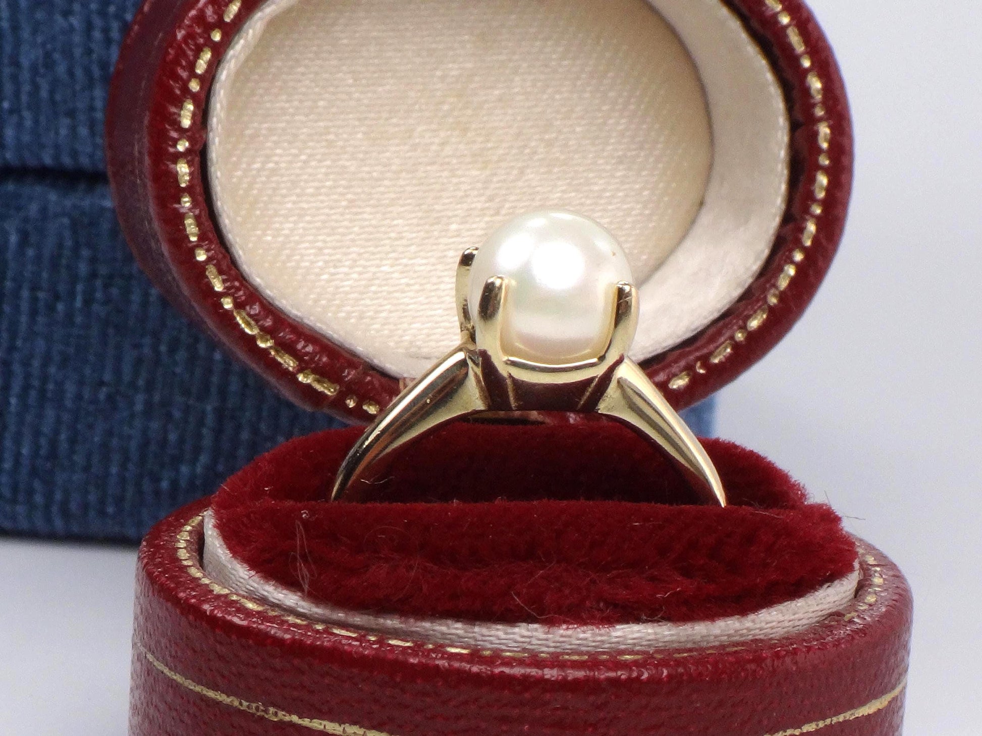 14k Pearl Ring - Vintage Yellow Gold 8 MM White Cultured Pearl Ring - June Birthstone - Size 5.75 - Circa 1960's