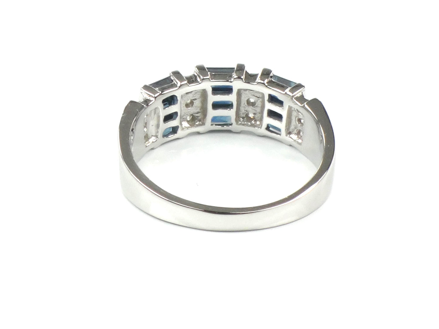 Vintage 14k White Gold Sapphire Diamond Ring: September Birthstone Wedding Band, Size 7.25