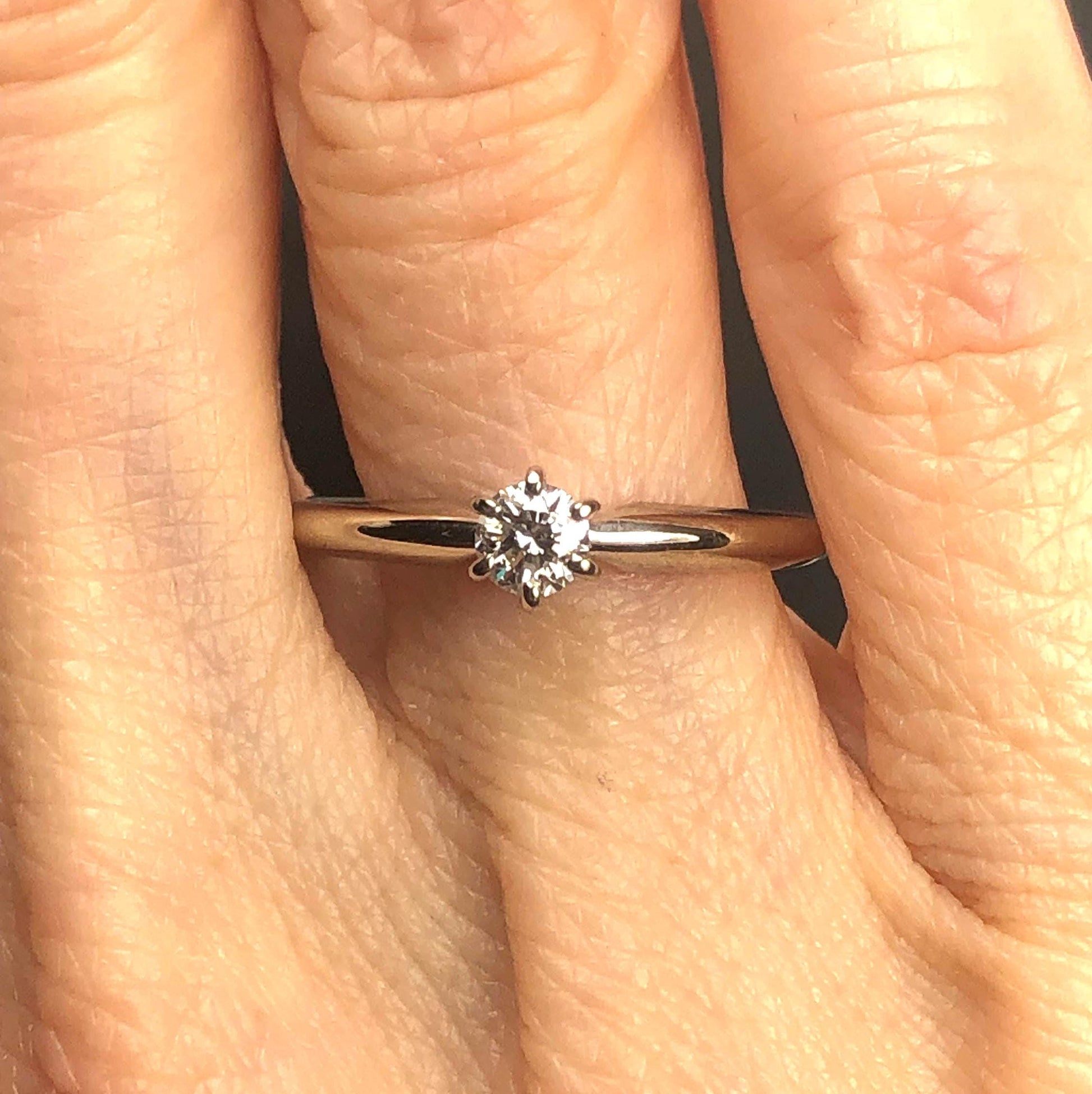 Diamond Engagement Ring - Vintage 14k White Gold Round Natural Gemstone Solitaire - Size 7.5 - Fine Jewelry Circa 1960's