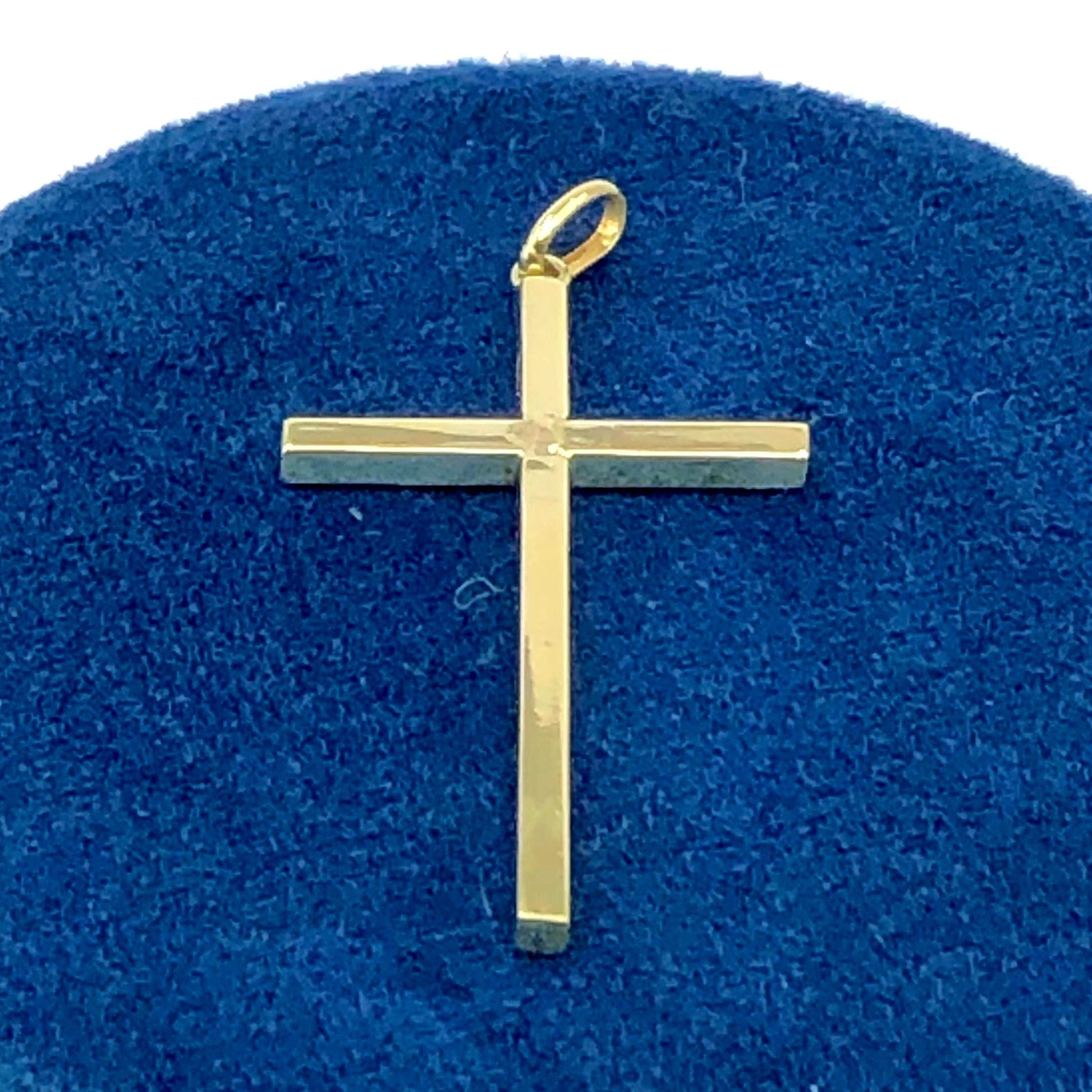 Vintage Simple 14k Yellow Gold Cross Pendant, Religious Jewelry