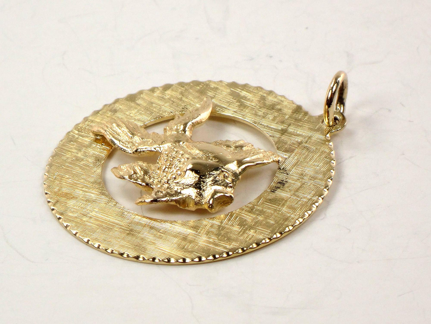 Vintage 14k Gold Fish Pendant - Large Solid Yellow Goldfish for Good Luck Charm