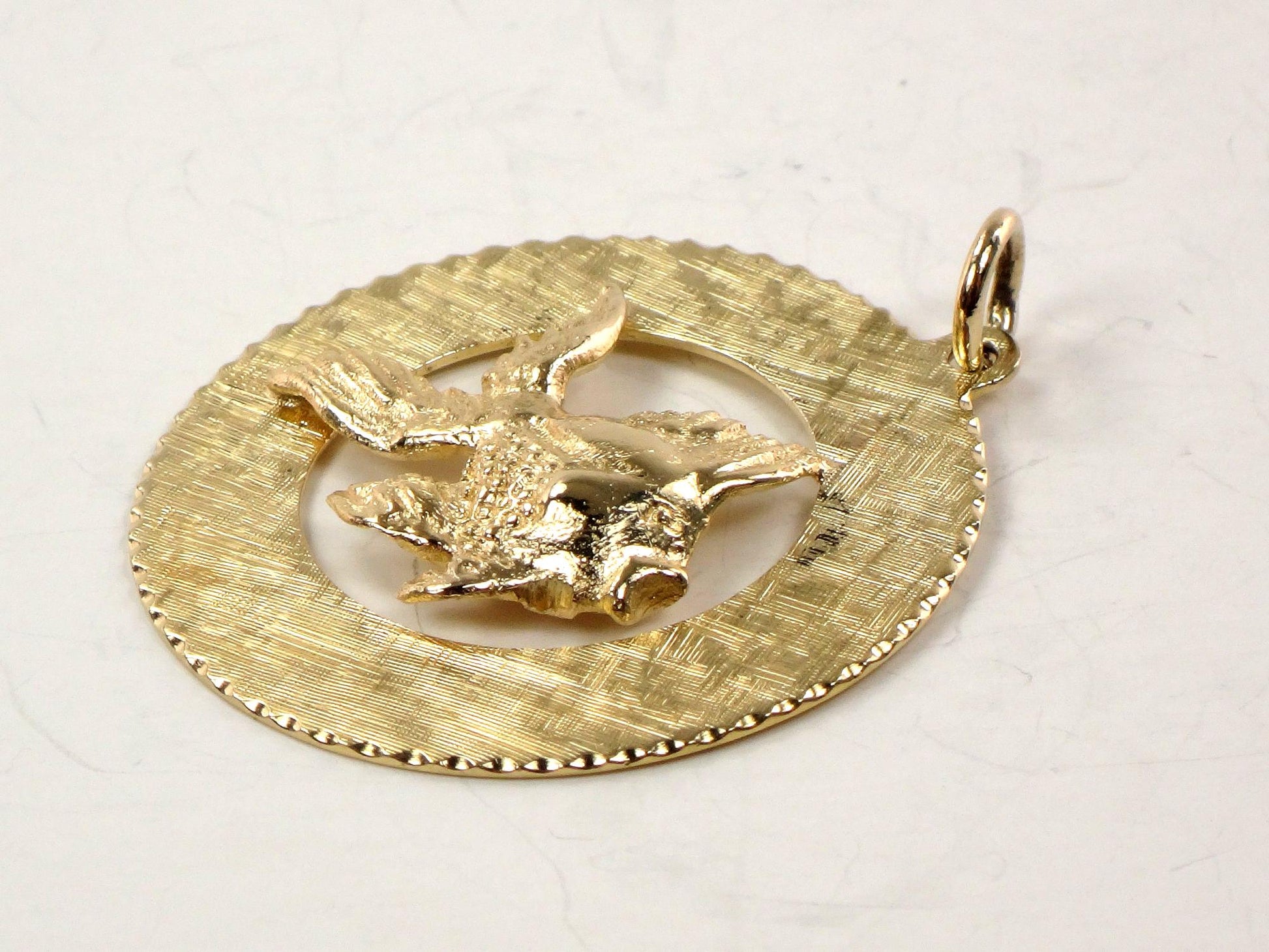 Vintage 14k Gold Fish Pendant - Large Solid Yellow Goldfish for Good Luck Charm