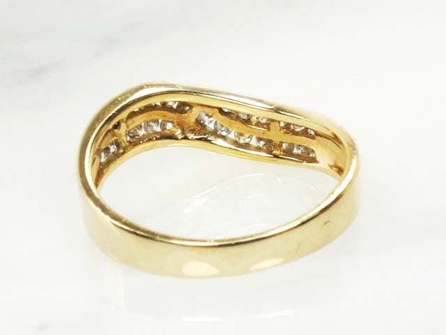 Vintage 14k Yellow Gold Natural Diamond Twist Ring - .33 Carats TDW Wave Style - Size 7.25
