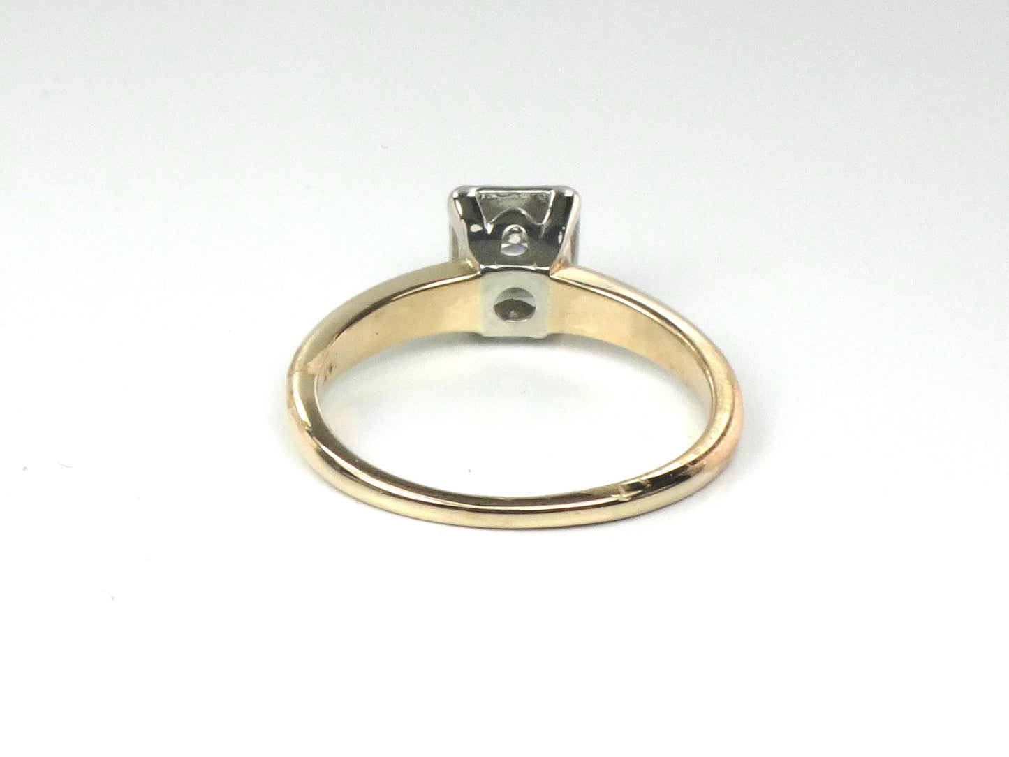 Vintage 14k Gold Round Natural Diamond Engagement Ring - Two Tone Orange Blossom Style - Size 5.75