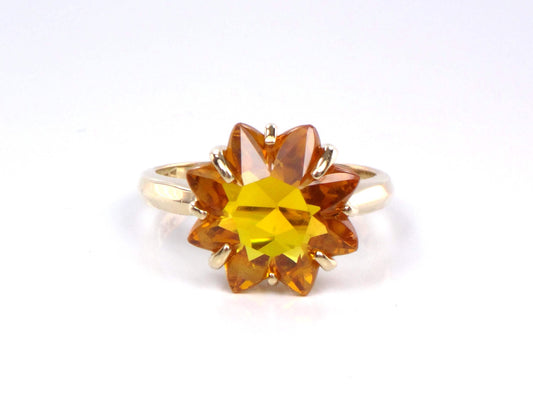 Vintage 14k Star Cut Yellow Sapphire Ring - Yellow Gold Fancy Cut November Birthstone - Size 6 - Circa 1950's Fine Jewelry