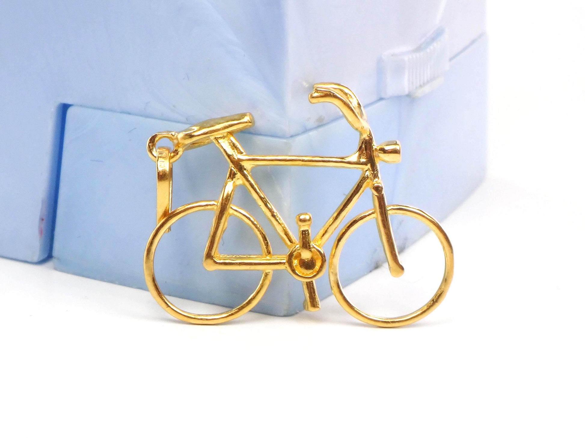 Vintage Solid 21k Yellow Gold Bicycle Pendant Charm