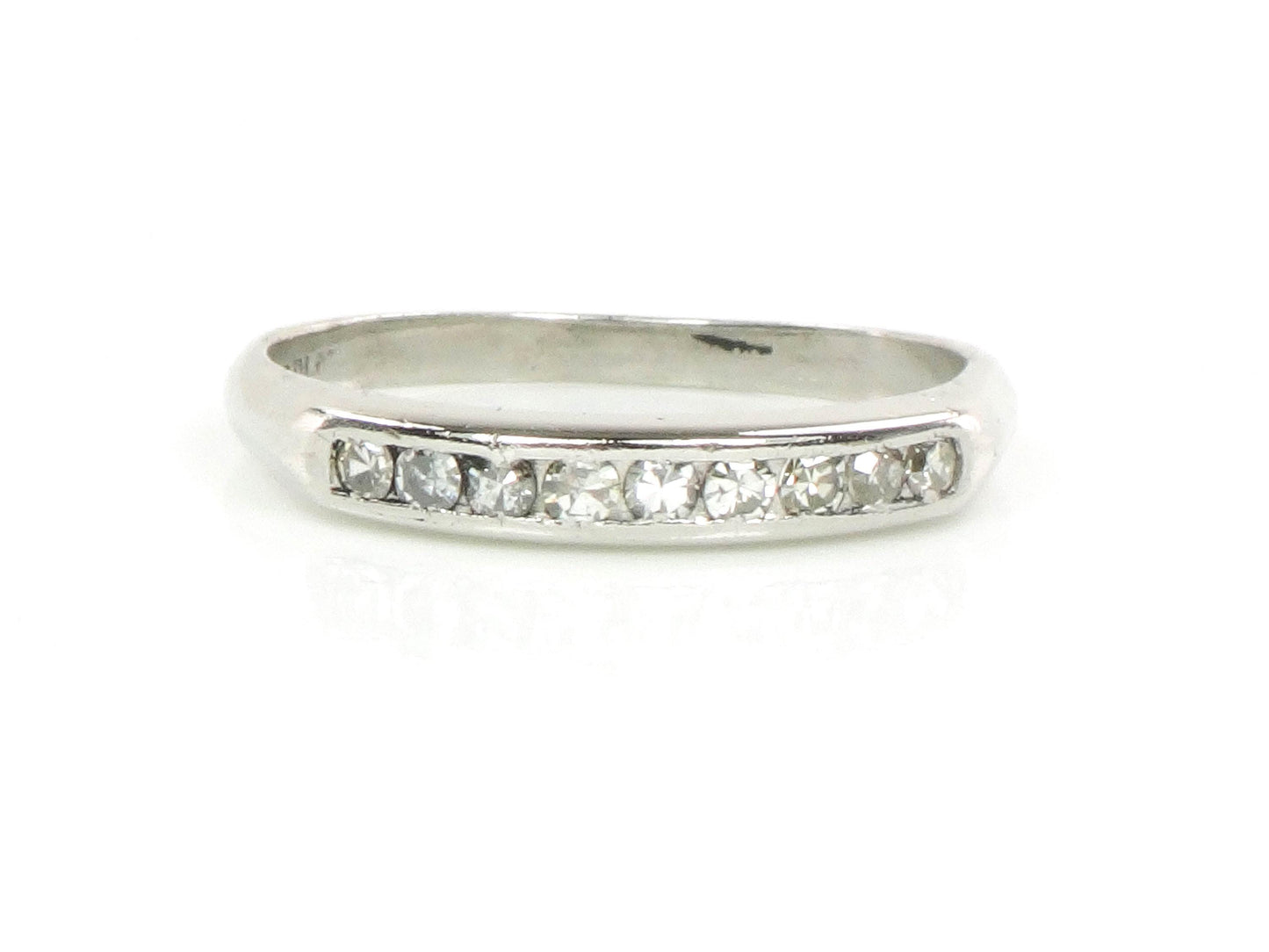 Vintage Platinum Diamond Wedding Band - Diamond Stacking Ring - Size 7.75 - Circa 1940's