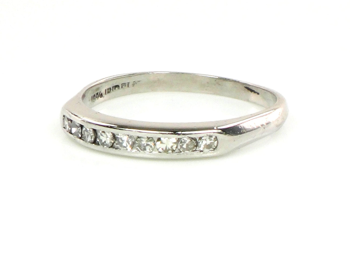 Vintage Platinum Diamond Wedding Band - Diamond Stacking Ring - Size 7.75 - Circa 1940's