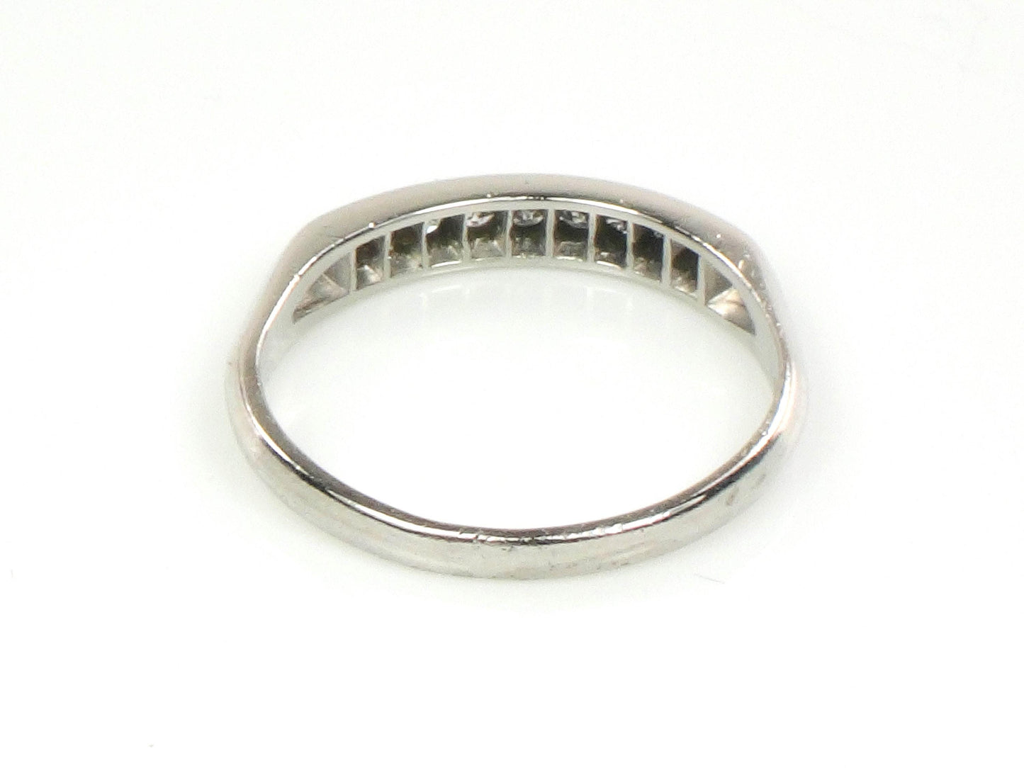Vintage Platinum Diamond Wedding Band - Diamond Stacking Ring - Size 7.75 - Circa 1940's