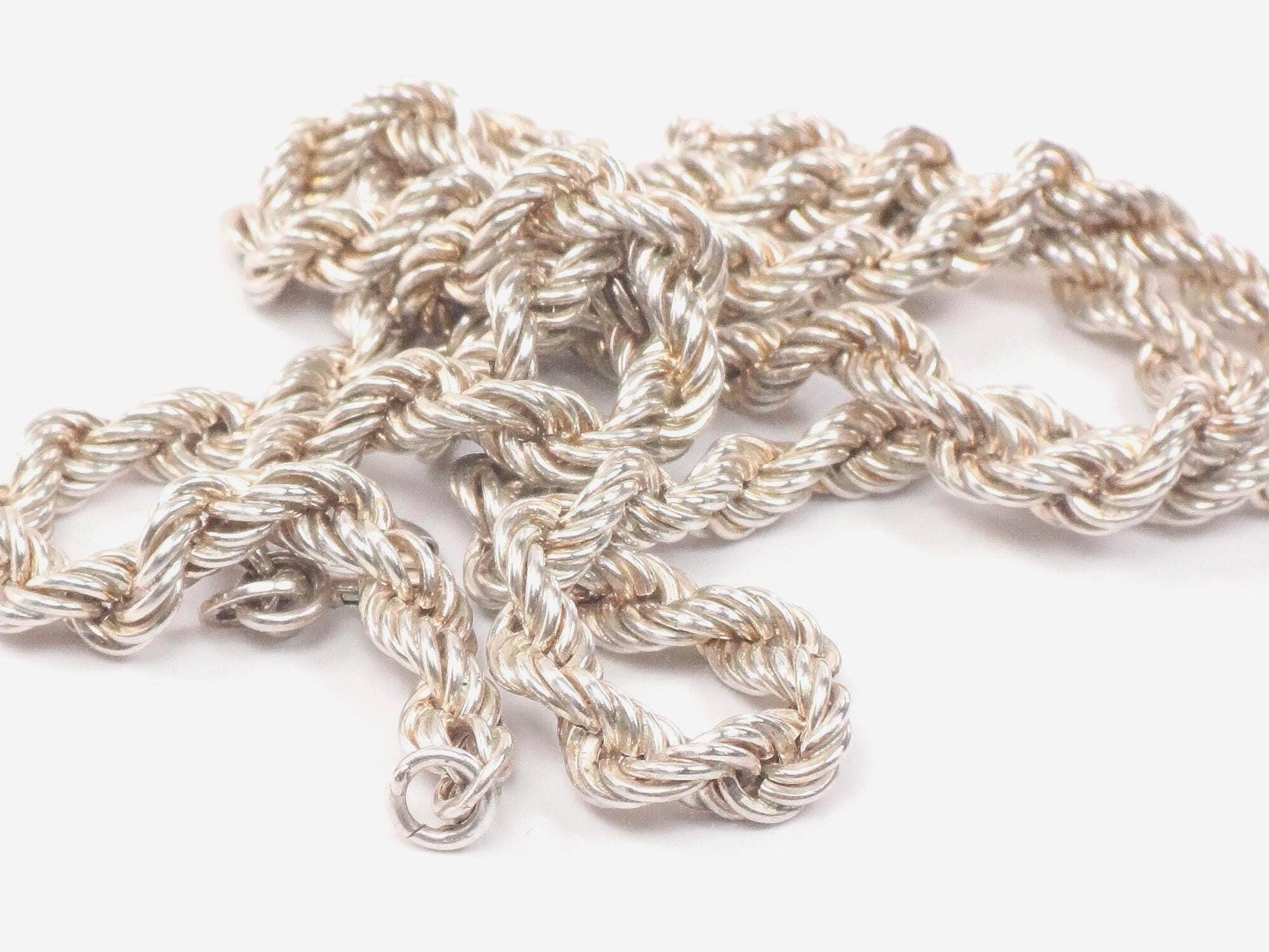 Vintage Sterling Silver Rope Chain Twisted Link Chain - 24" 22.6 grams