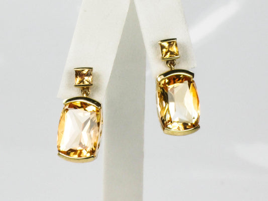 Vintage 14k Gold Citrine Dangle Earrings: November Birthstone