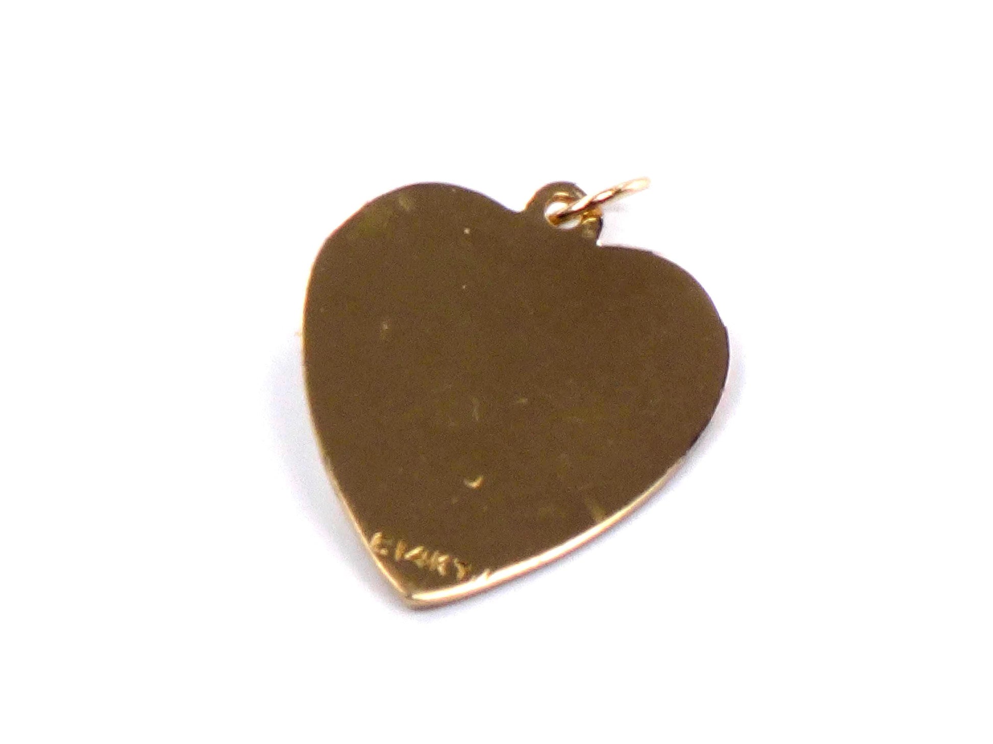 Vintage 14k Gold Heart Pendant: Pearl and Sunburst Design