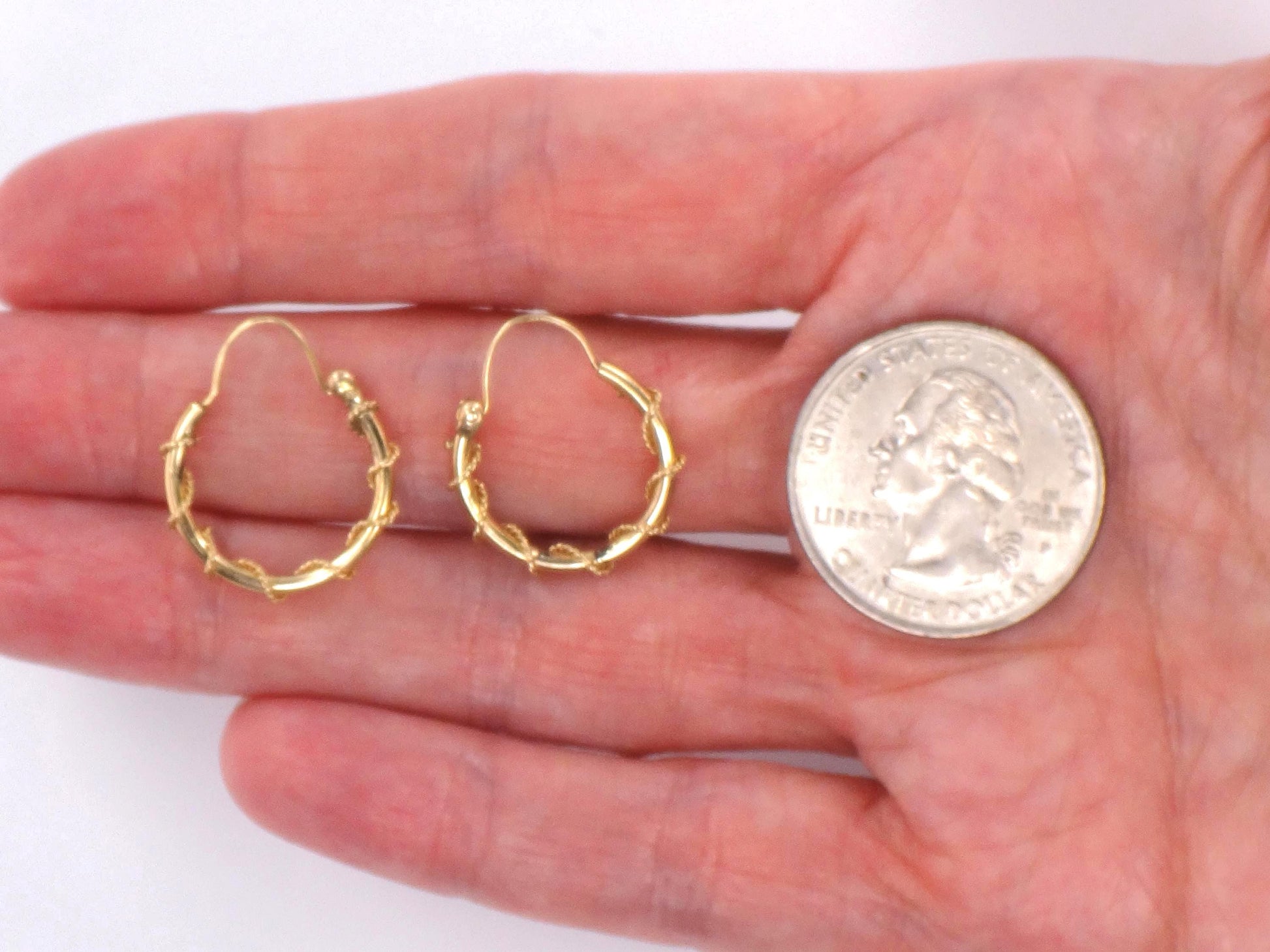 Vintage 14k Yellow Gold Round Twist Hoop Earrings, 5/8"
