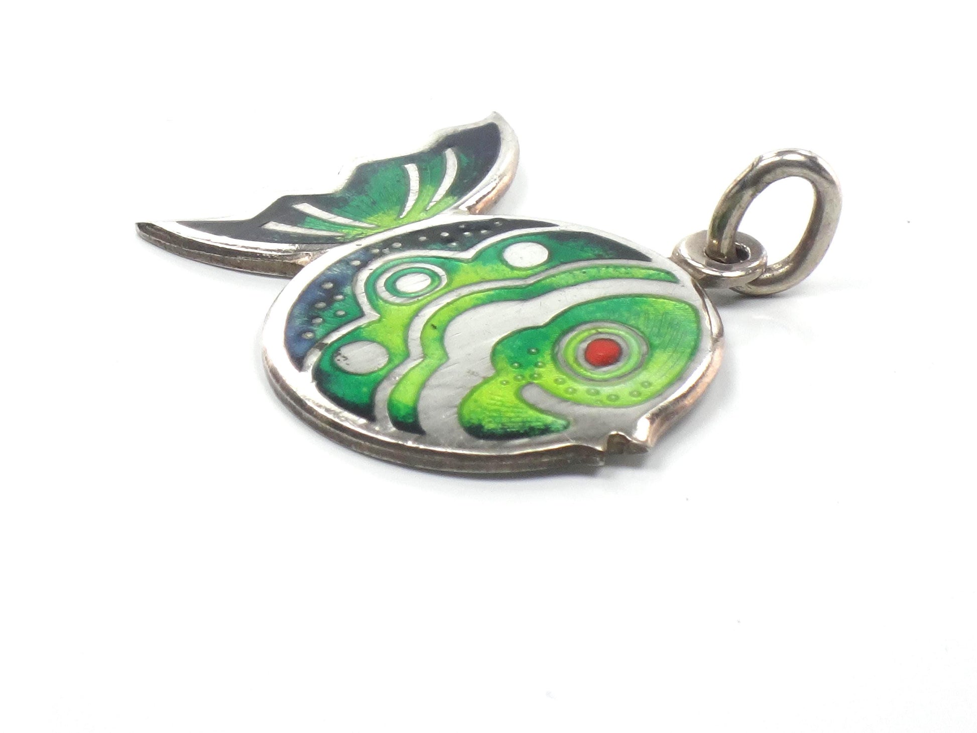 Vintage Sterling Silver Cloisonne Fish Pendant: Made in Italy