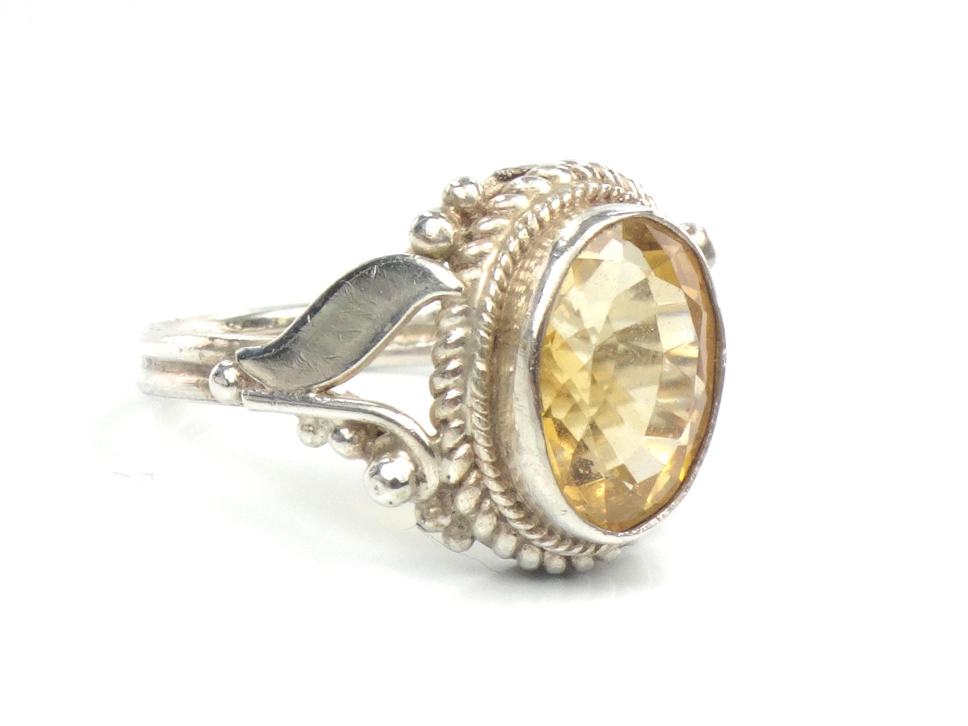 Vintage Sterling Silver Citrine Ring: November Birthstone, Size 5.75