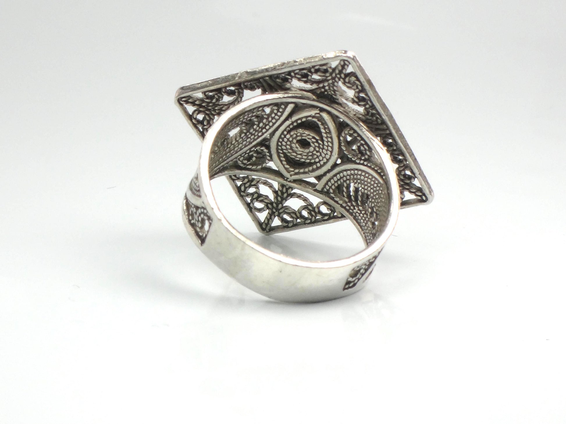 Vintage Filigree Sterling Silver Ring - Size 6.75