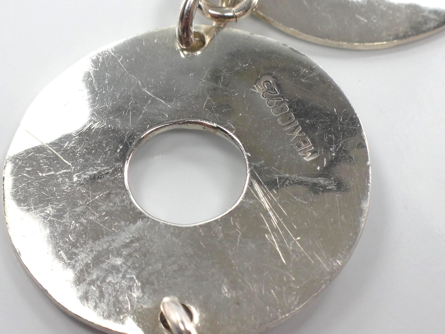 Vintage Hammered Discs Sterling Silver Bracelet: Mexico, 7 3/8"