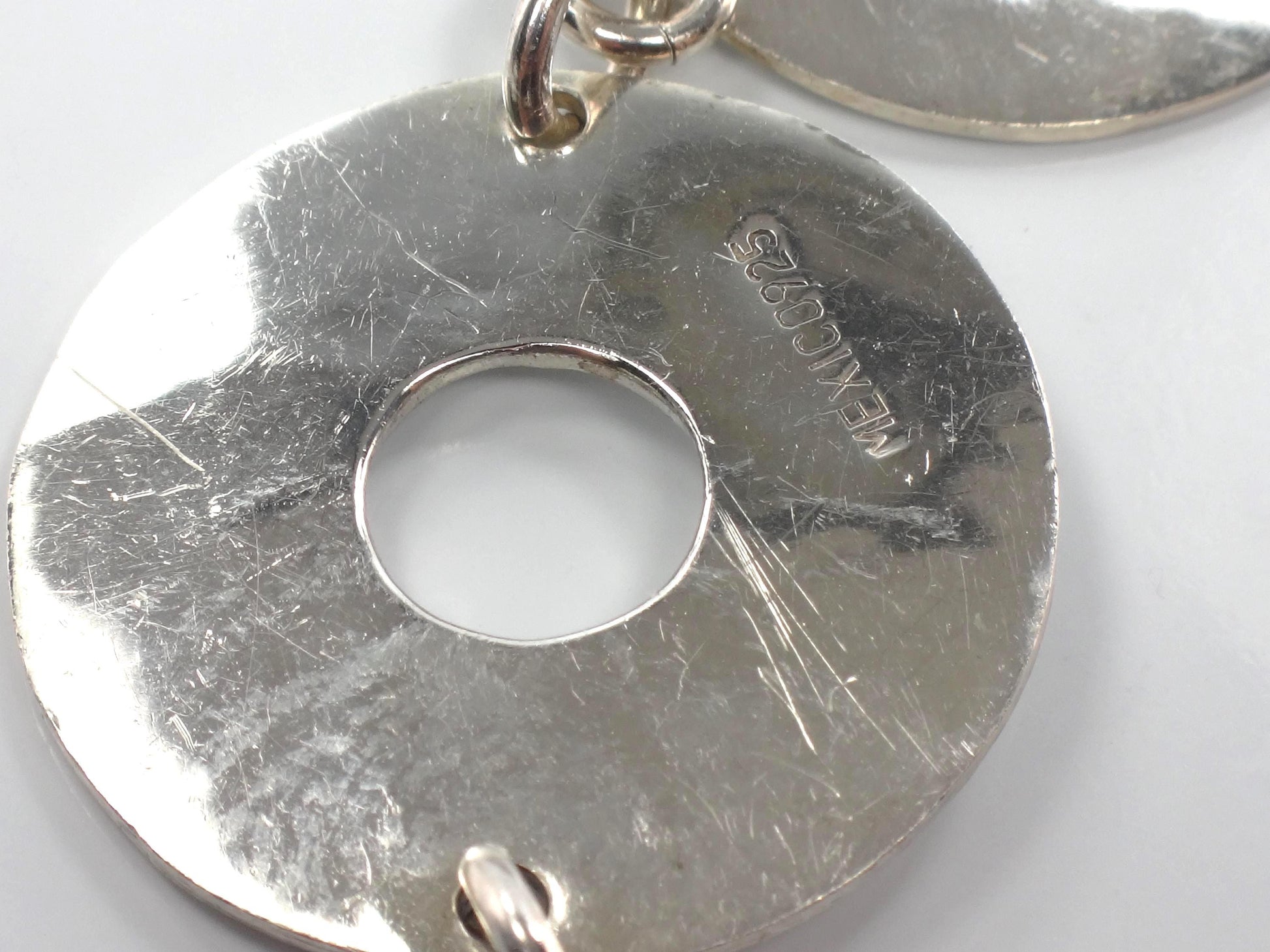 Vintage Hammered Discs Sterling Silver Bracelet: Mexico, 7 3/8"