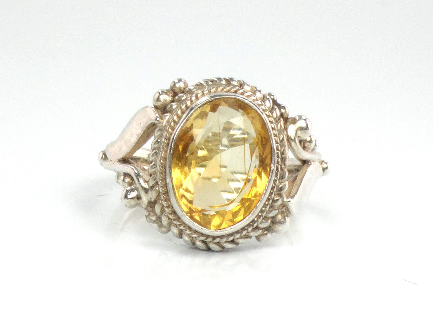 Vintage Sterling Silver Citrine Ring: November Birthstone, Size 5.75