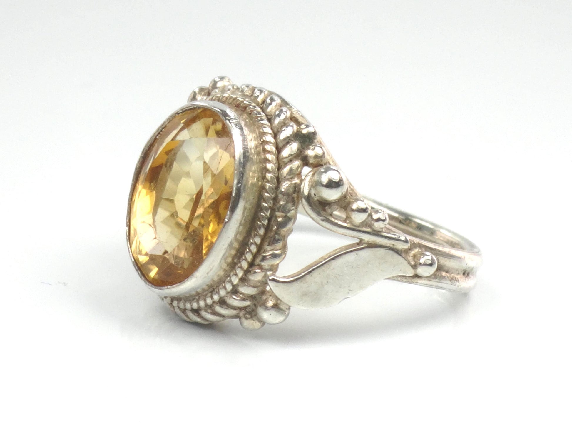 Vintage Sterling Silver Citrine Ring: November Birthstone, Size 5.75