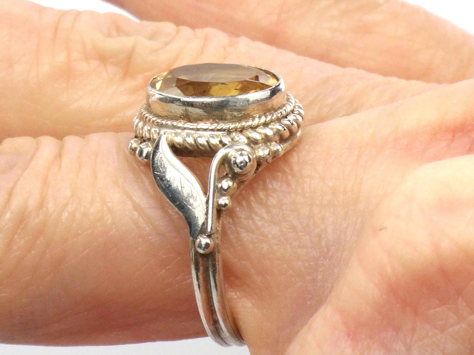 Vintage Sterling Silver Citrine Ring: November Birthstone, Size 5.75