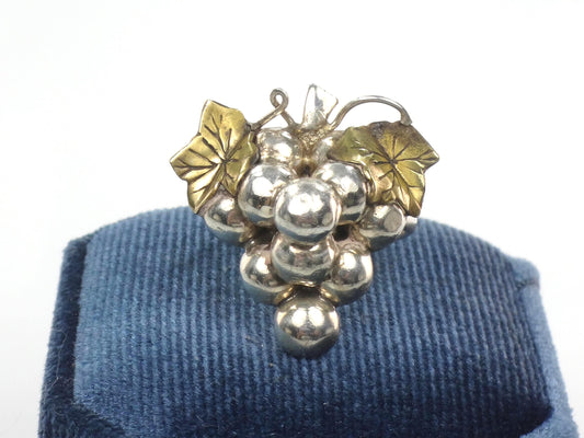 Vintage Sterling Silver Brass Grape Cluster Ring, Size 8