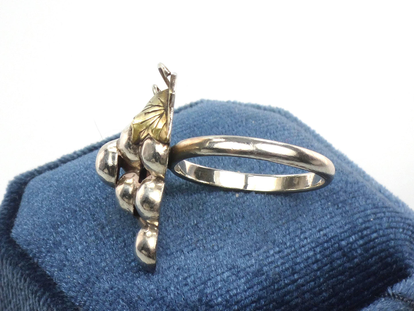 Vintage Sterling Silver Brass Grape Cluster Ring, Size 8
