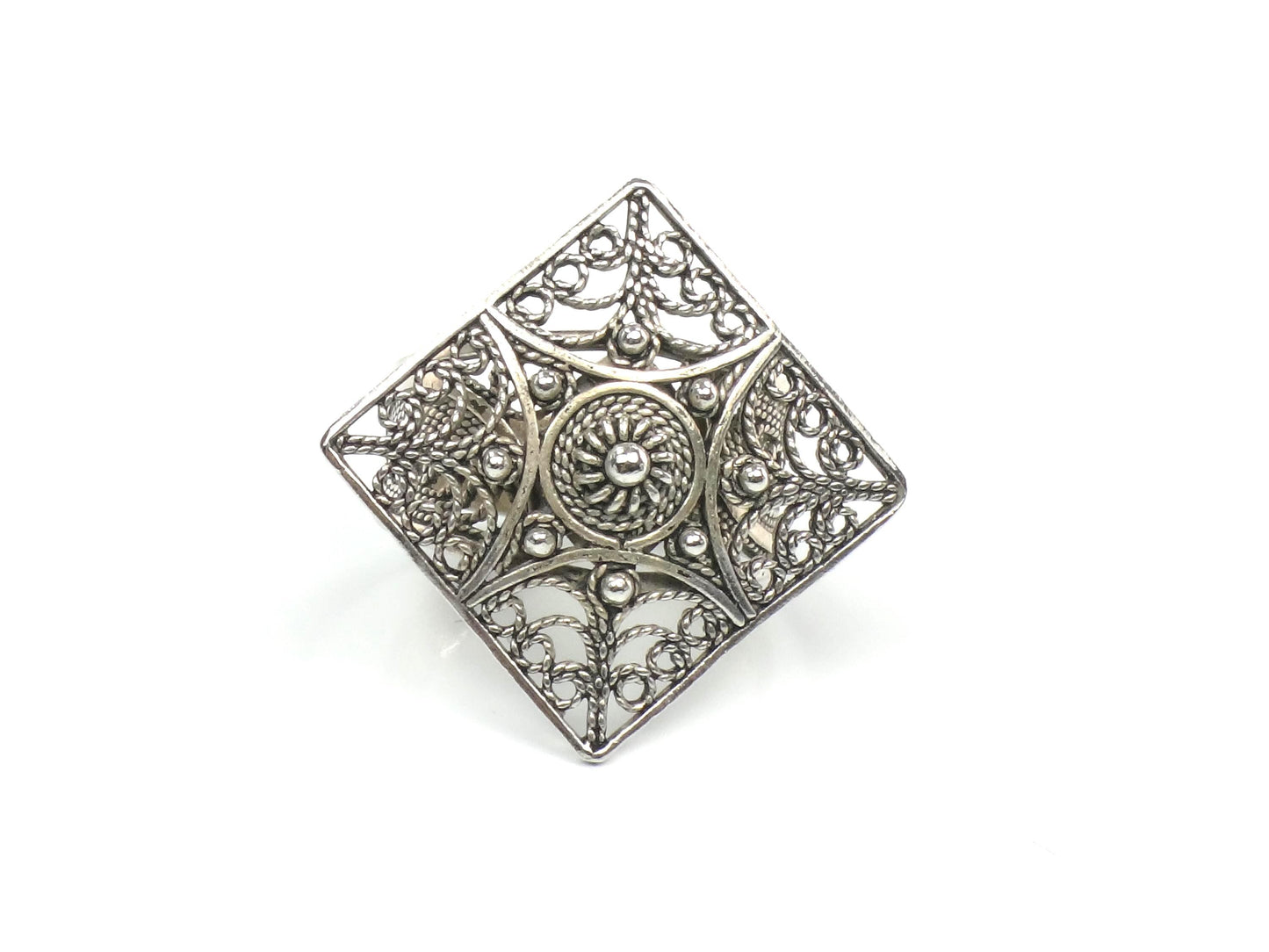 Vintage Filigree Sterling Silver Ring - Size 6.75