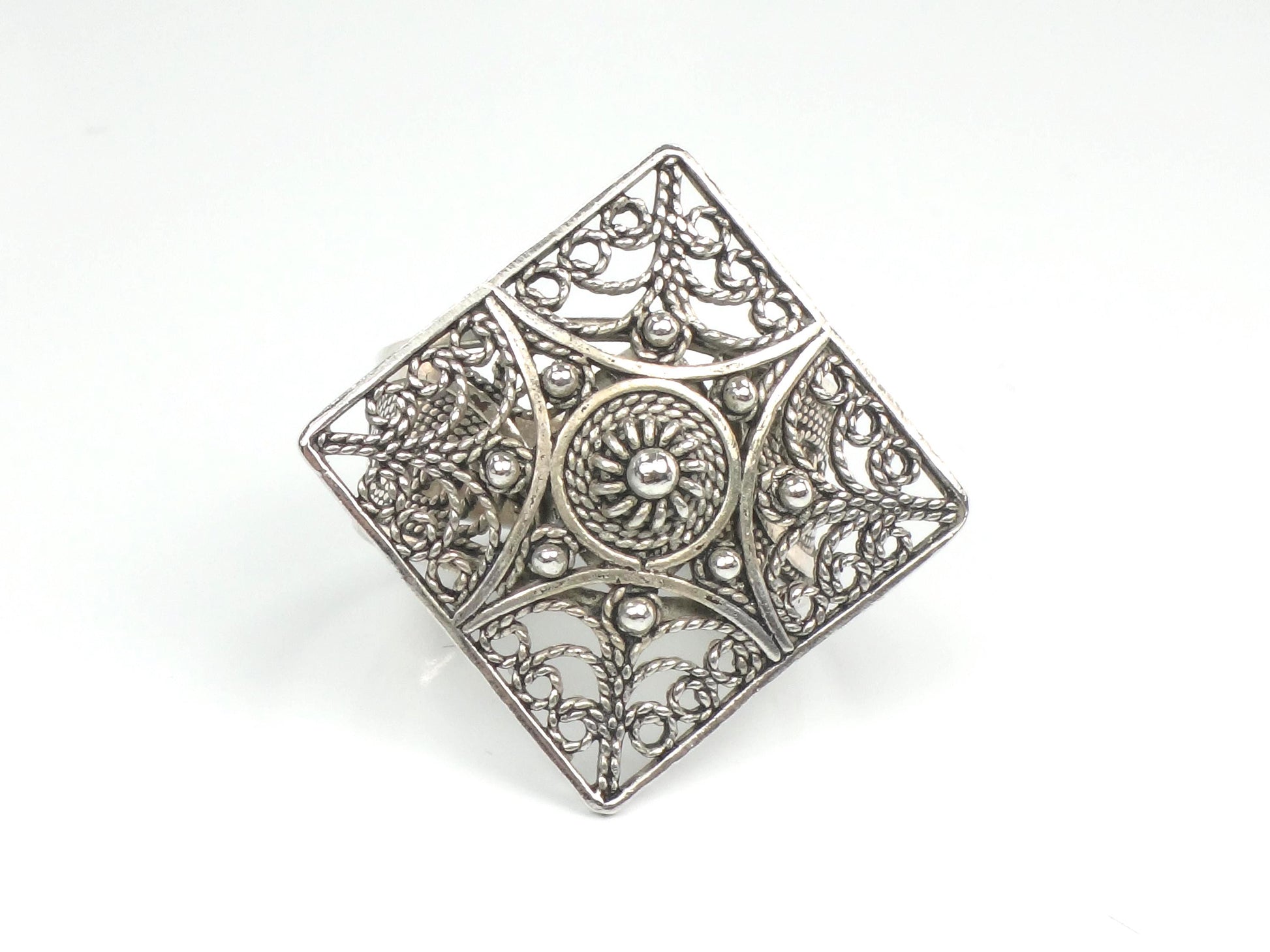 Vintage Filigree Sterling Silver Ring - Size 6.75